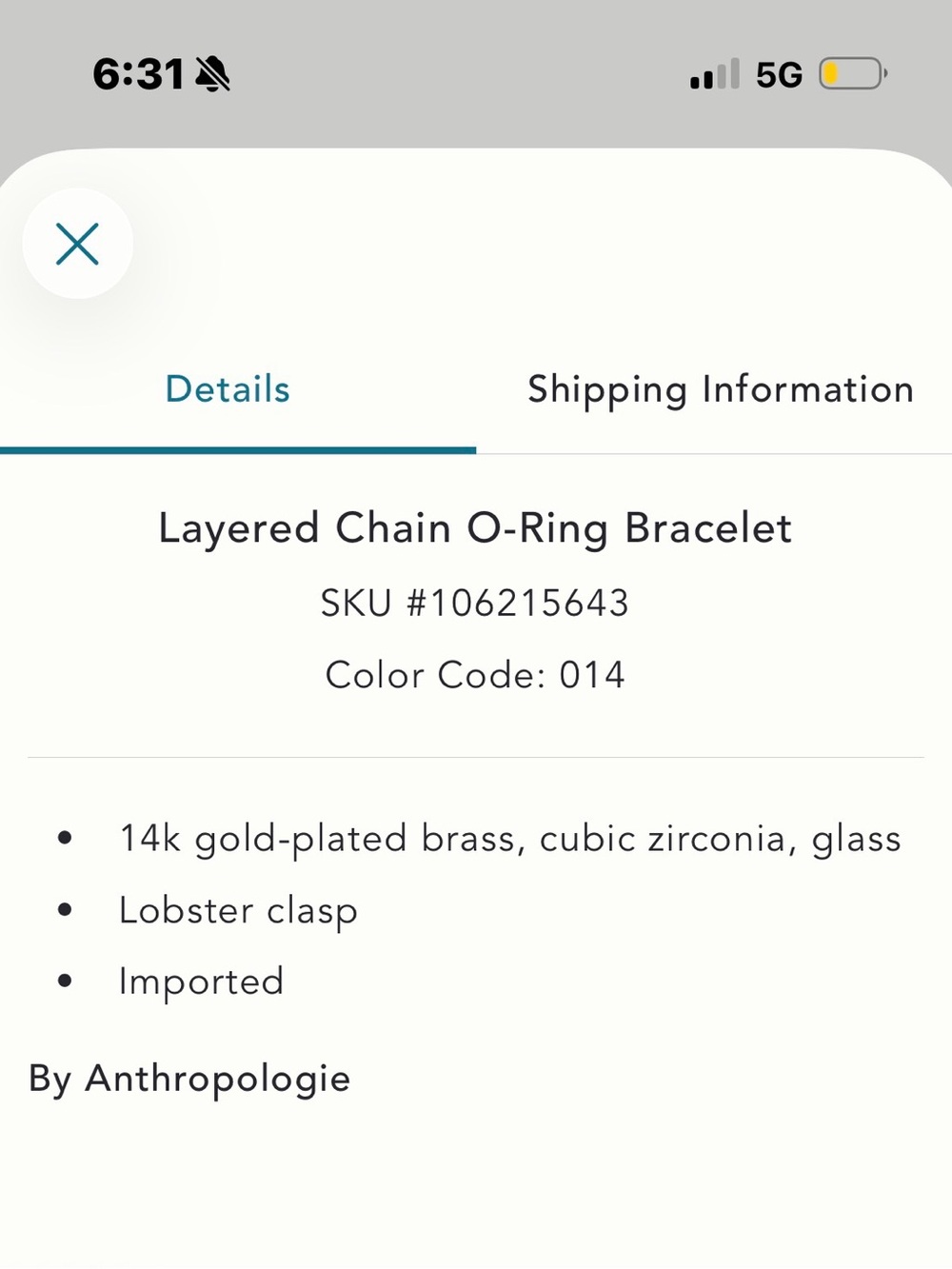 Anthropologie layered Chain O-Ring Bracelet - Picture 3 of 5